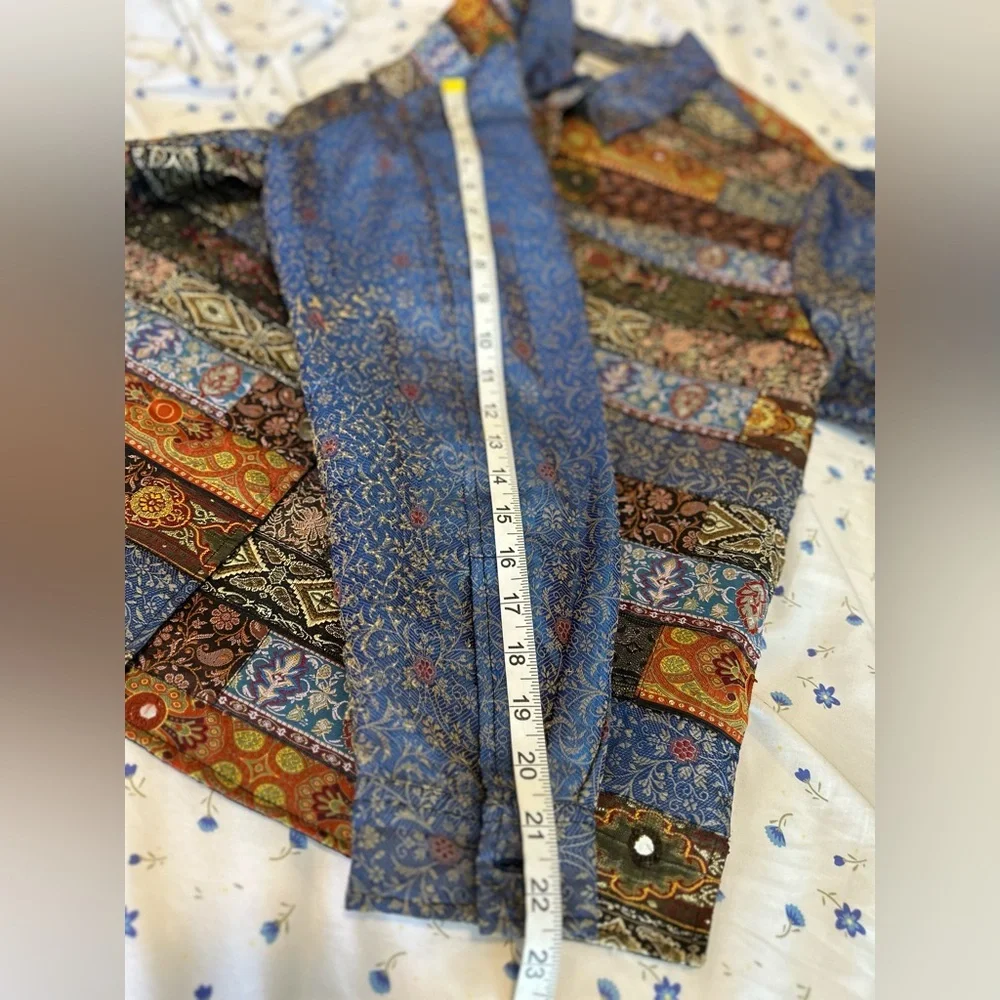 VTG 90s Coldwater Creek Sz:M Tapestry. Boho. Southwestern metallic bandana print